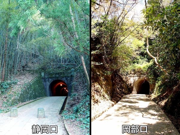 明治のトンネルの静岡口と岡部口