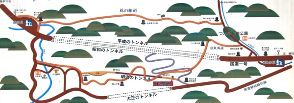 宇津ノ谷峠の4つのトンネル図