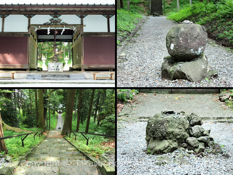 山宮浅間神社の籠屋と鉾立石