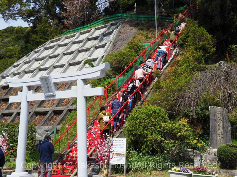 天神神社の鳥居と日本一の雛段飾り